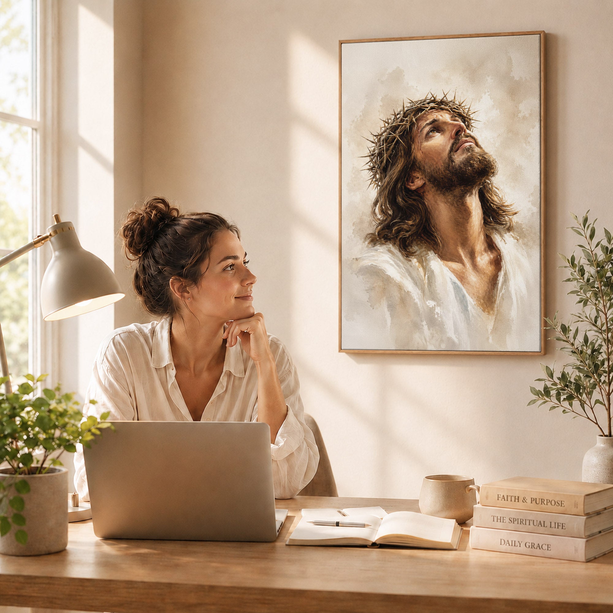 Jesus Crown of Thorns Prayer Poster/Canvas