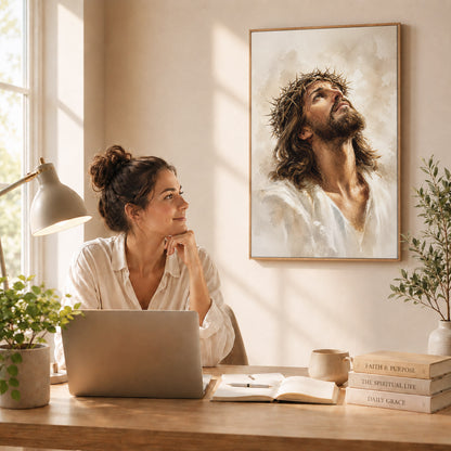 Jesus Crown of Thorns Prayer Poster/Canvas
