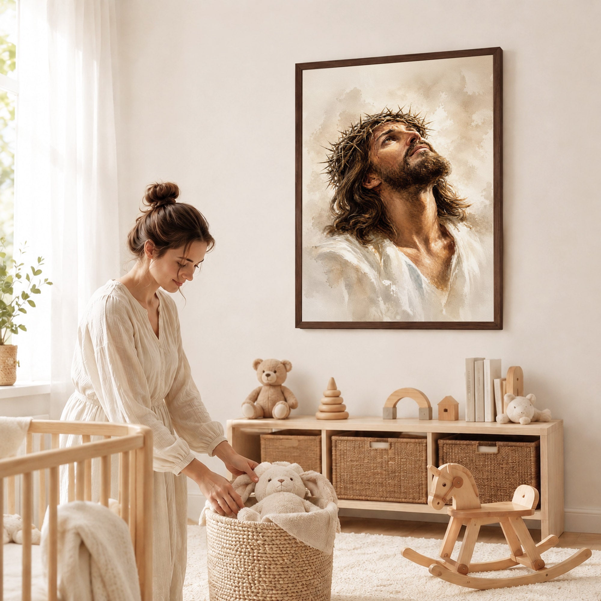 Jesus Crown of Thorns Prayer Poster/Canvas