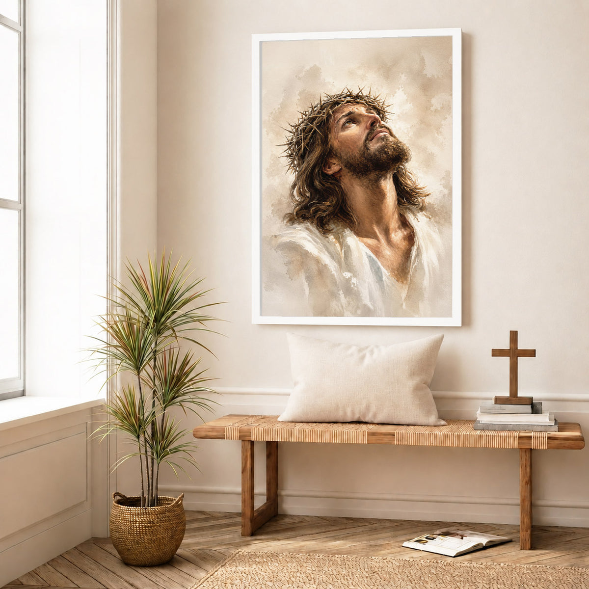 Jesus Crown of Thorns Prayer Poster/Canvas