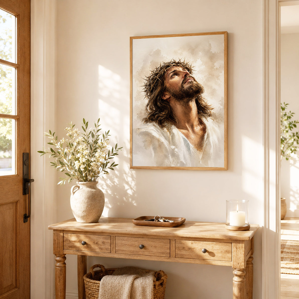 Jesus Crown of Thorns Prayer Poster/Canvas