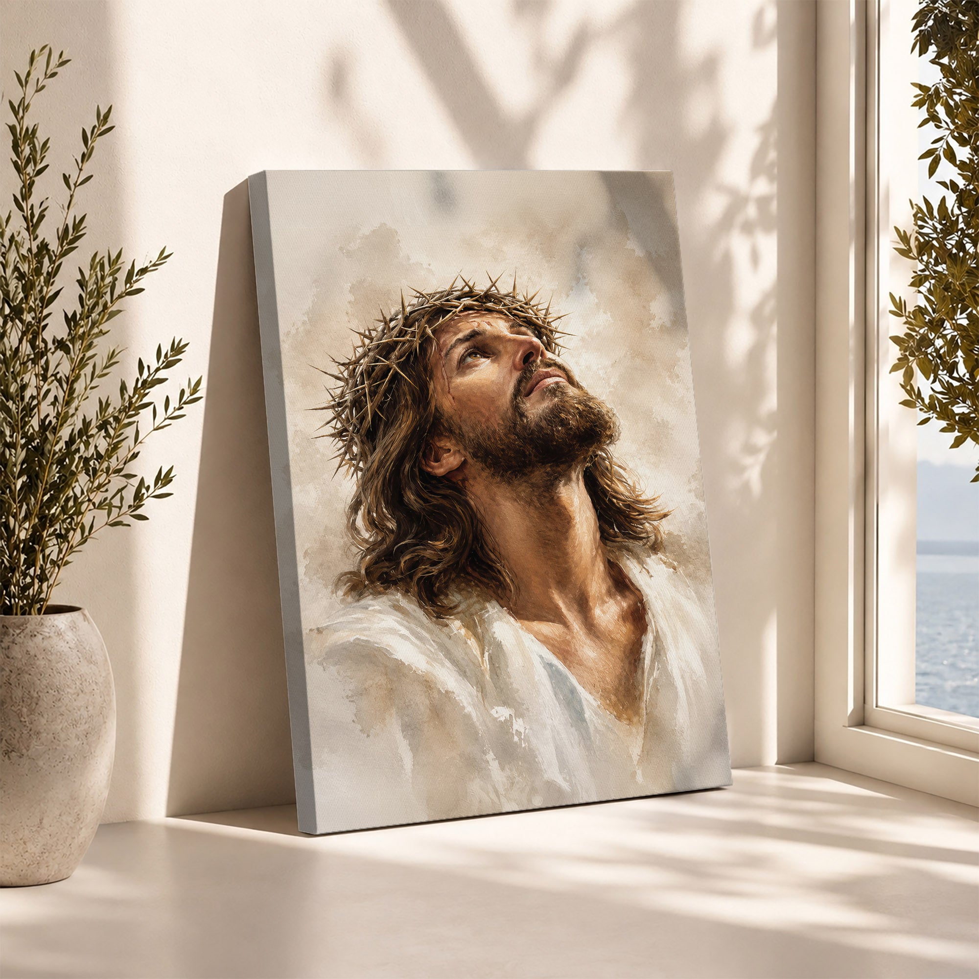 Jesus Crown of Thorns Prayer Poster/Canvas