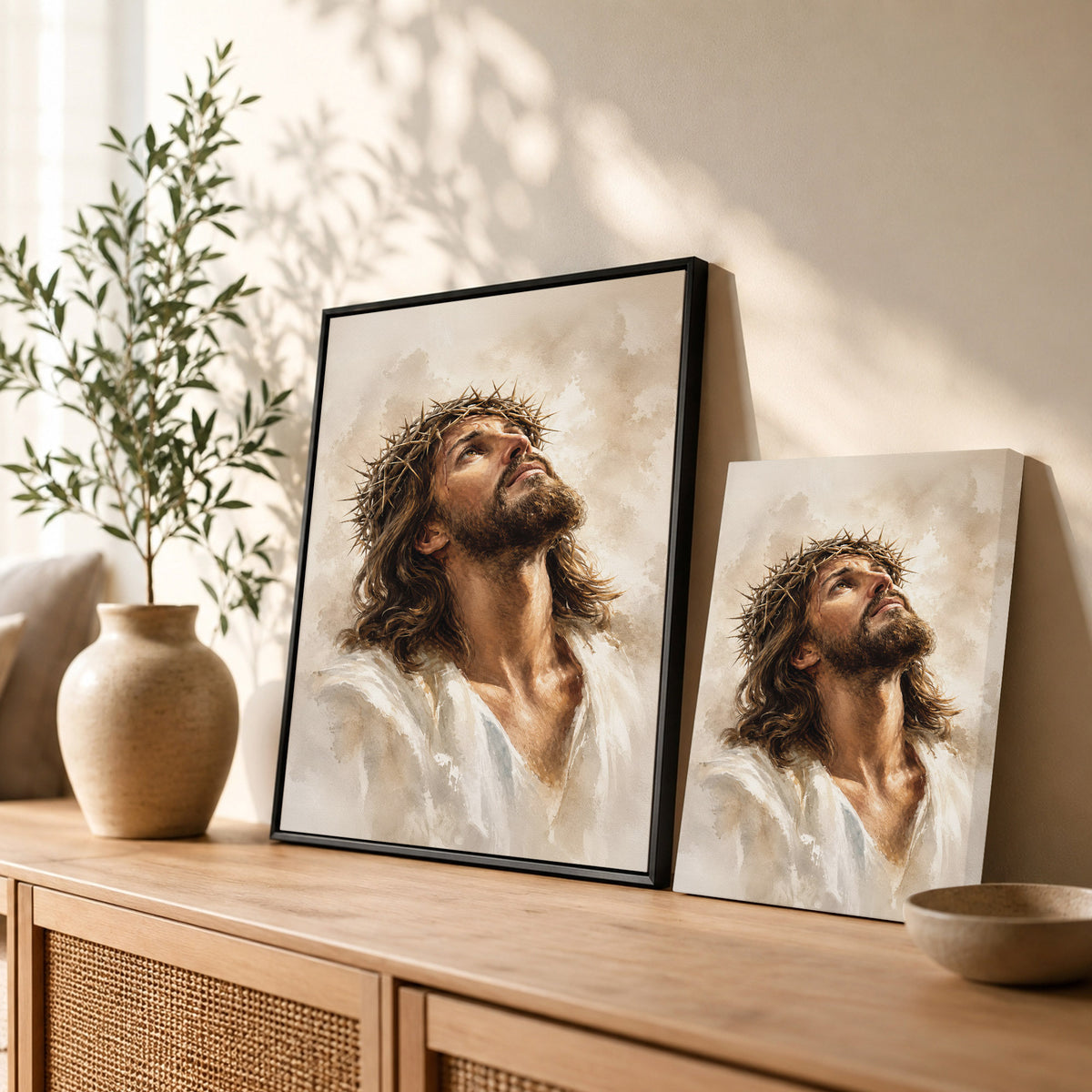 Jesus Crown of Thorns Prayer Poster/Canvas