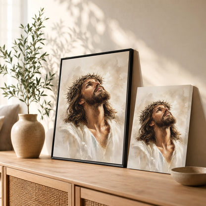 Jesus Crown of Thorns Prayer Poster/Canvas