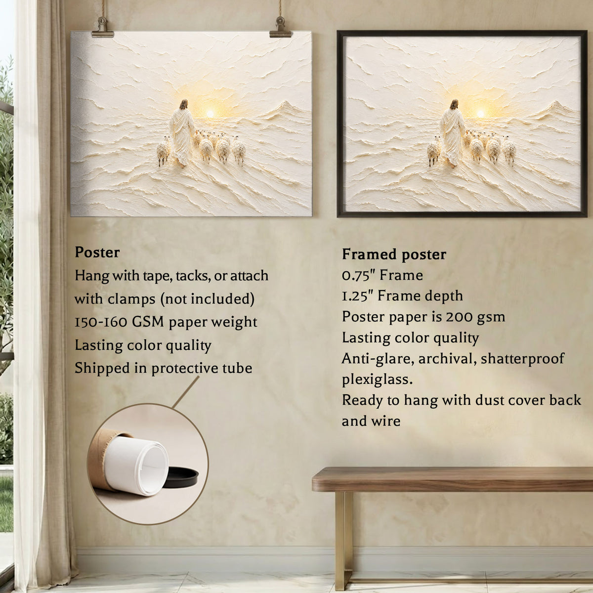 The Good Shepherd Sunrise Christian Wall Art Poster/Canvas