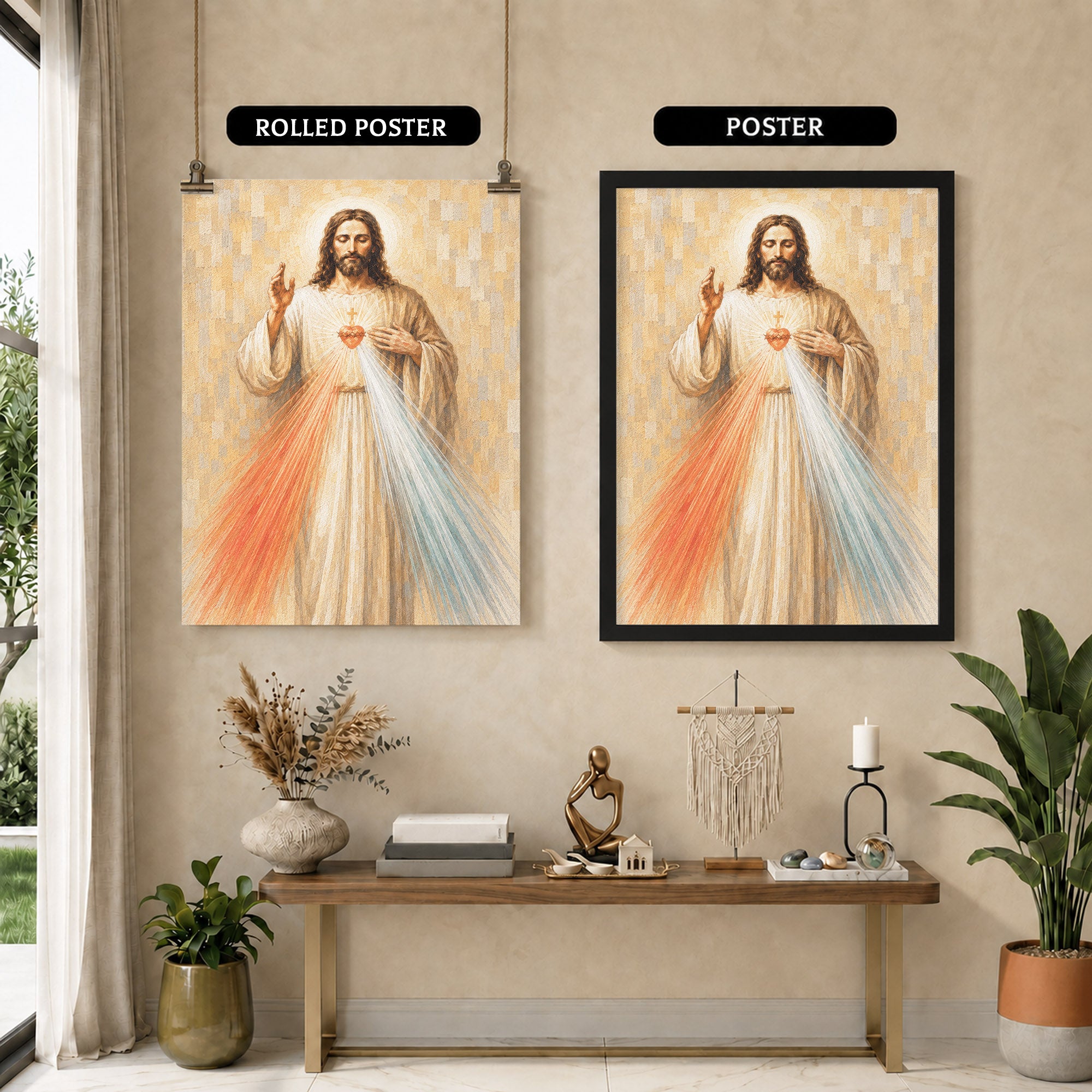 Divine Mercy Jesus Vintage Catholic Wall Art Poster/Canvas