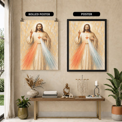 Divine Mercy Jesus Vintage Catholic Wall Art Poster/Canvas