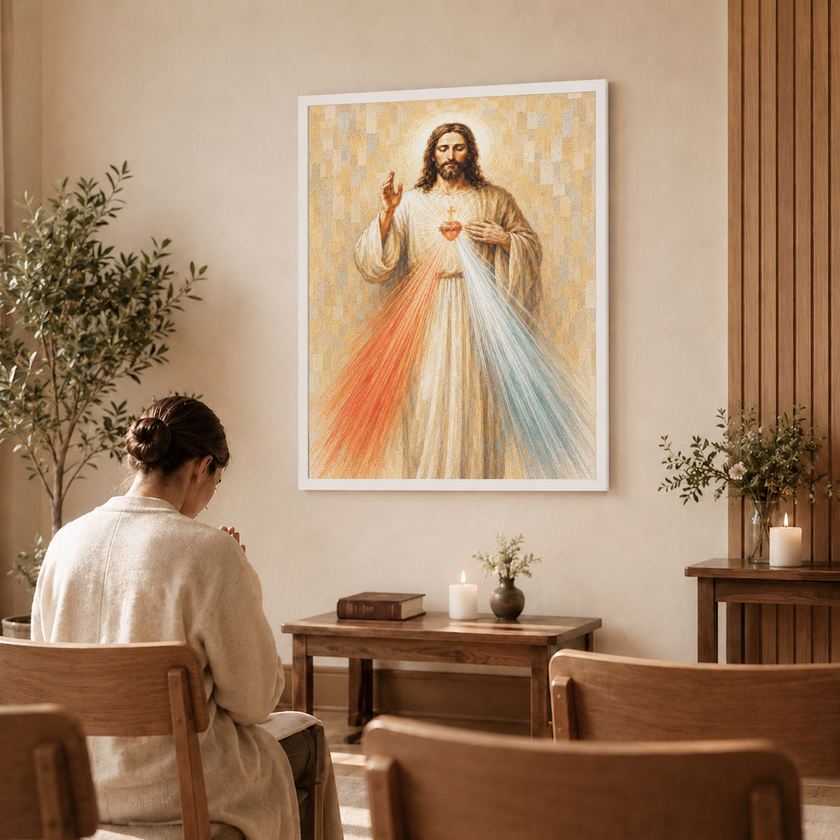 Divine Mercy Jesus Vintage Catholic Wall Art Poster/Canvas