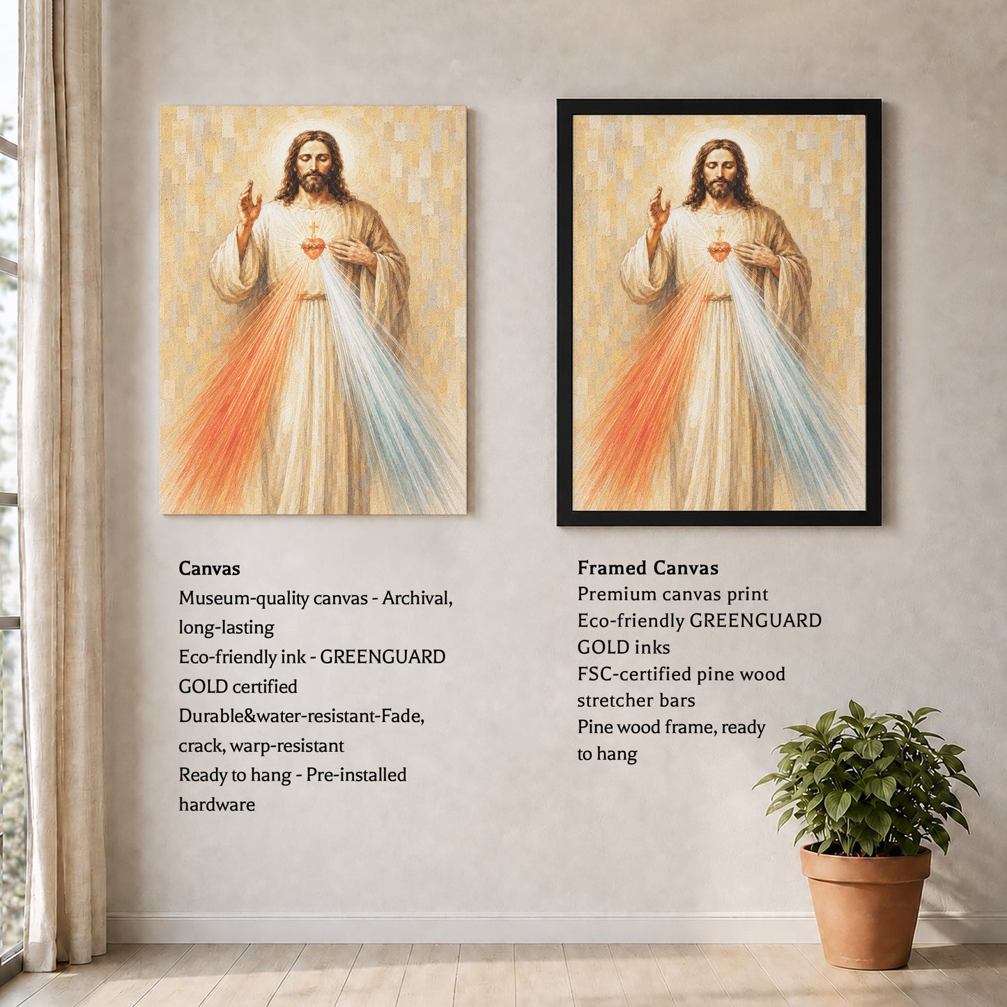 Divine Mercy Jesus Vintage Catholic Wall Art Poster/Canvas