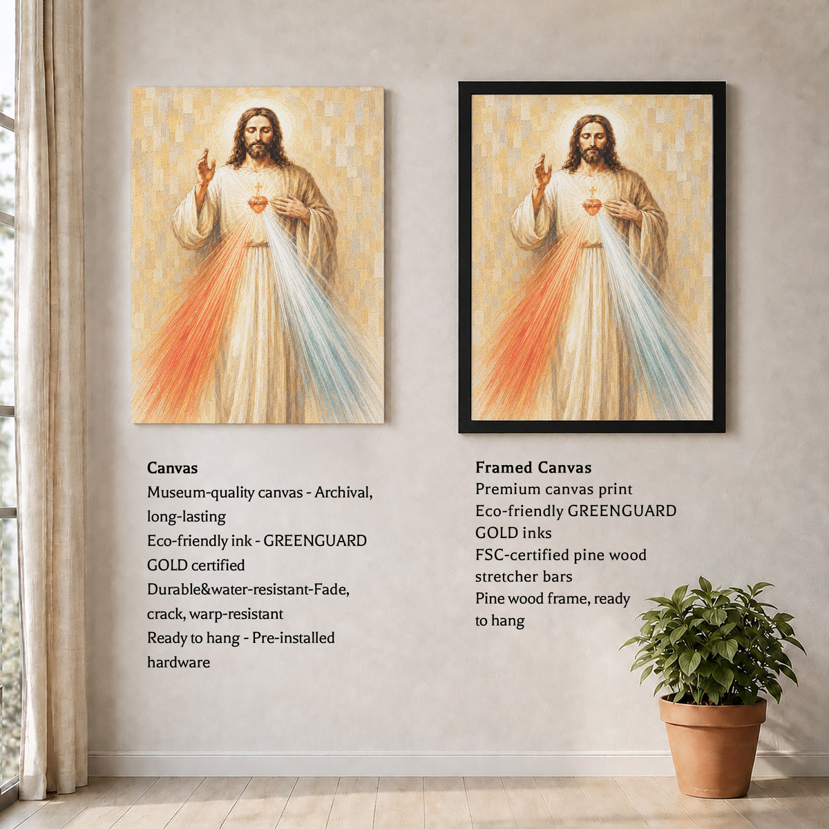 Divine Mercy Jesus Vintage Catholic Wall Art Poster/Canvas