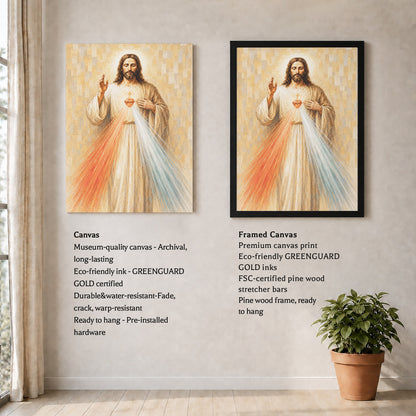 Divine Mercy Jesus Vintage Catholic Wall Art Poster/Canvas
