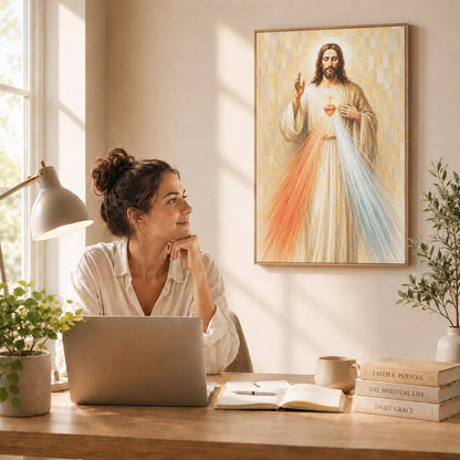 Divine Mercy Jesus Vintage Catholic Wall Art Poster/Canvas