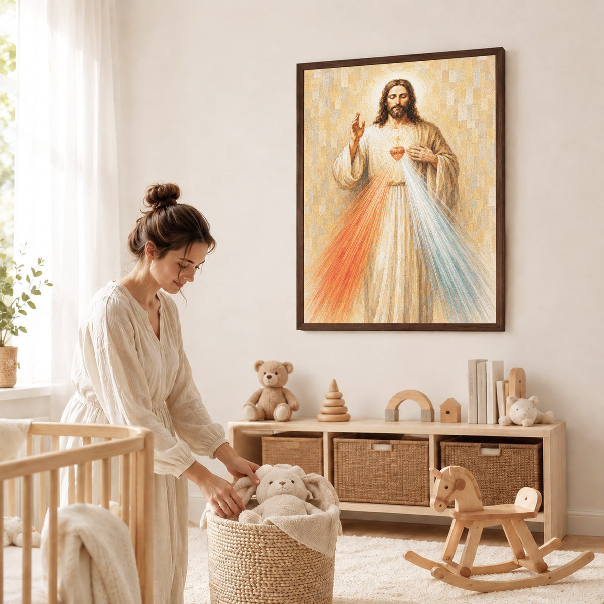 Divine Mercy Jesus Vintage Catholic Wall Art Poster/Canvas