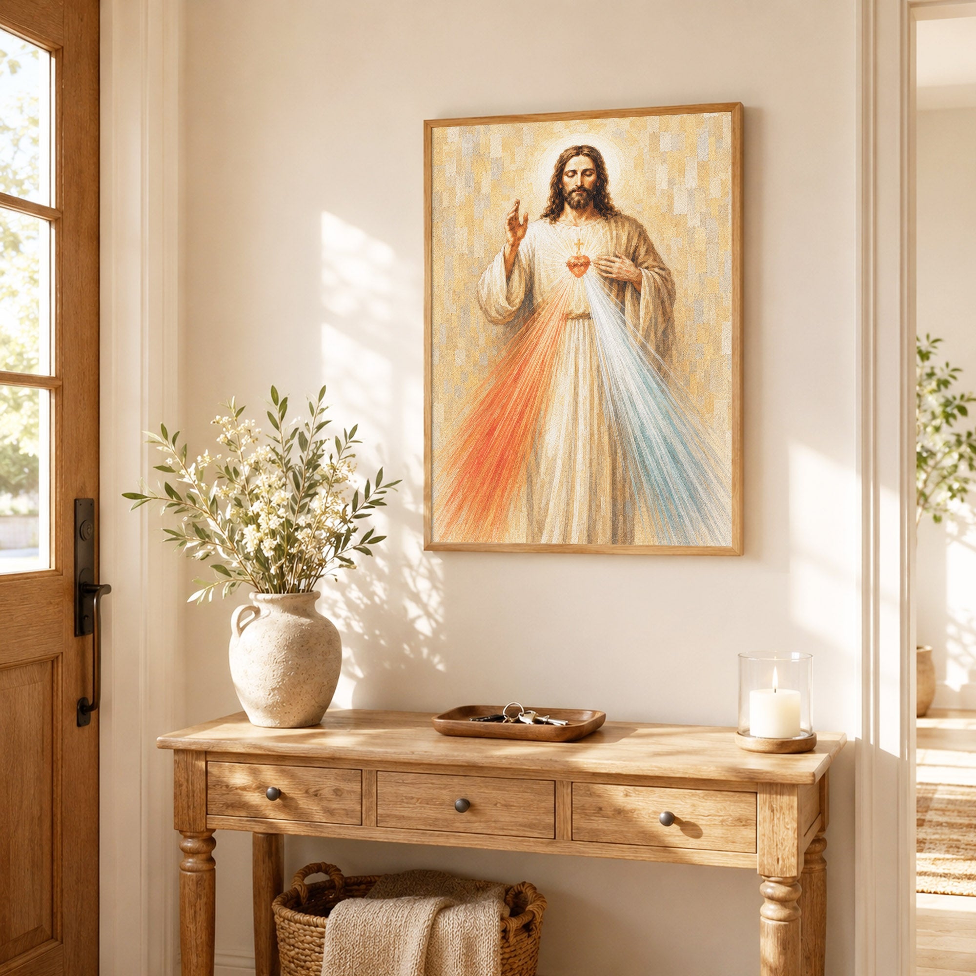 Divine Mercy Jesus Vintage Catholic Wall Art Poster/Canvas
