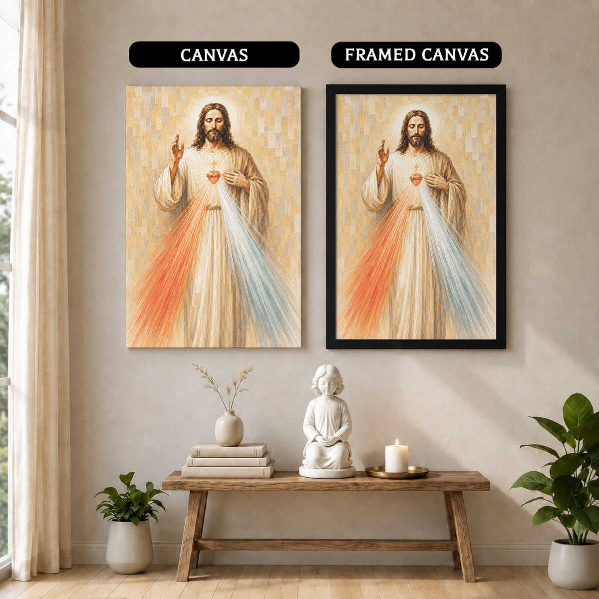 Divine Mercy Jesus Vintage Catholic Wall Art Poster/Canvas
