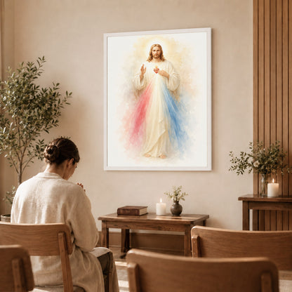 Divine Mercy Jesus Catholic Wall Art Poster/Canvas
