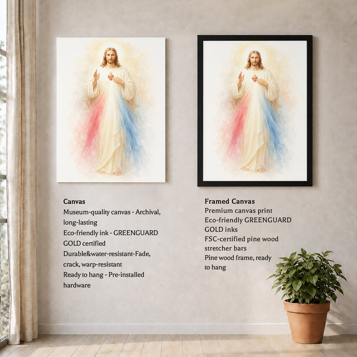 Divine Mercy Jesus Catholic Wall Art Poster/Canvas