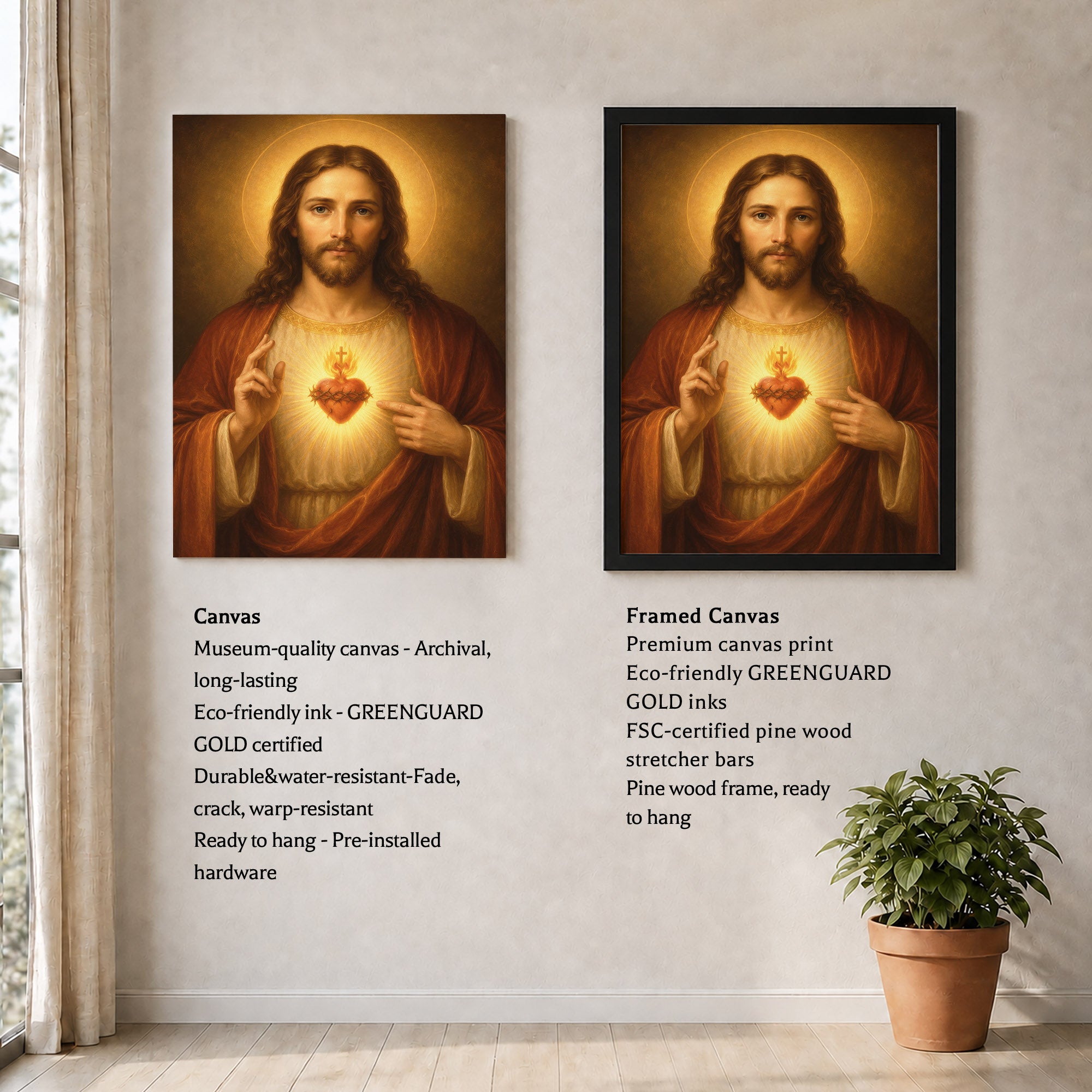 Sacred Heart of Jesus Catholic Wall Art Poster/Canvas
