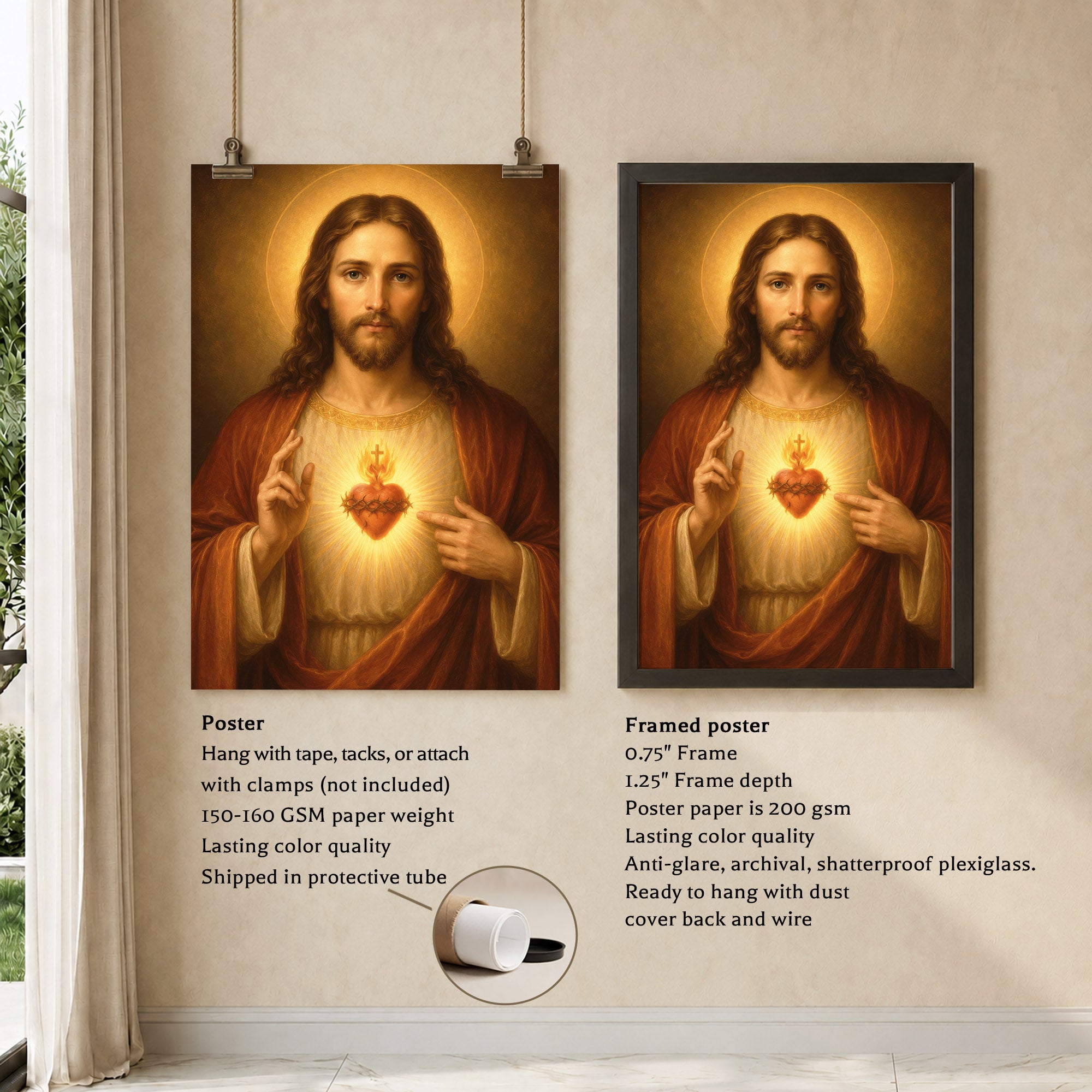 Sacred Heart of Jesus Catholic Wall Art Poster/Canvas