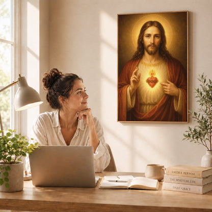 Sacred Heart of Jesus Catholic Wall Art Poster/Canvas