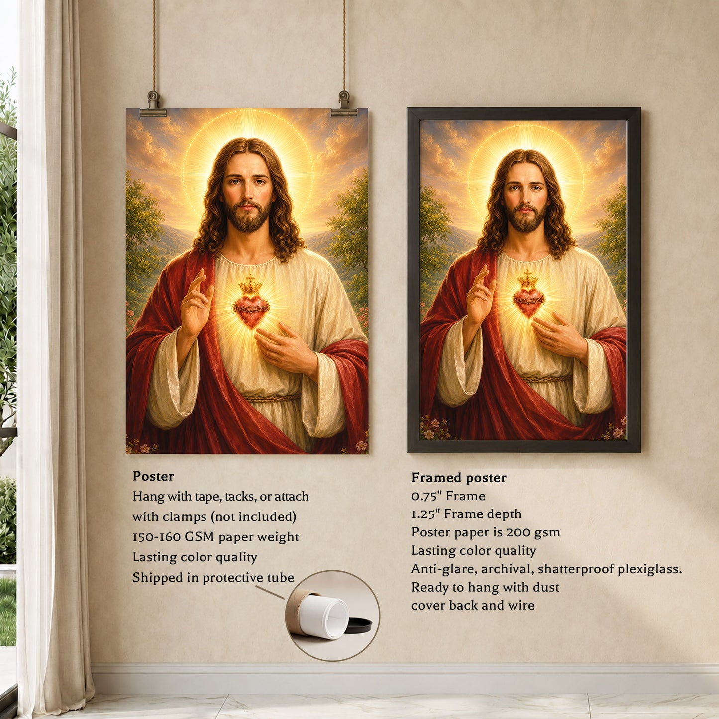 Radiance of the Sacred Heart Wall Art Poster/Canvas