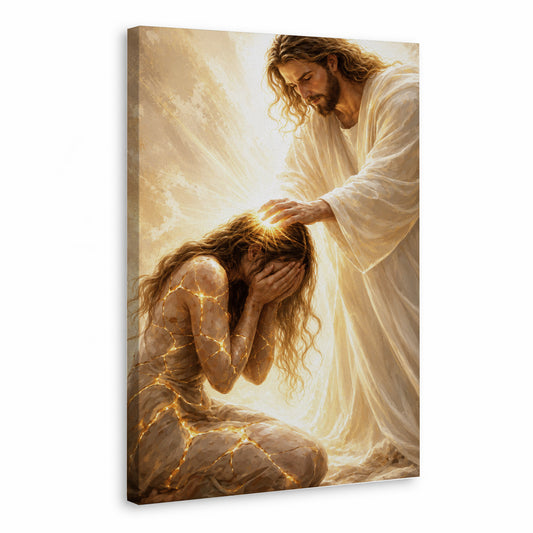 Jesus Christ Healing Prayer Sacred Light Christian Wall Art Poster/Canvas