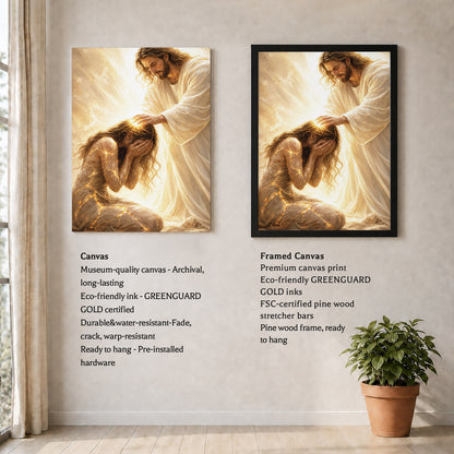 Jesus Christ Healing Prayer Sacred Light Christian Wall Art Poster/Canvas