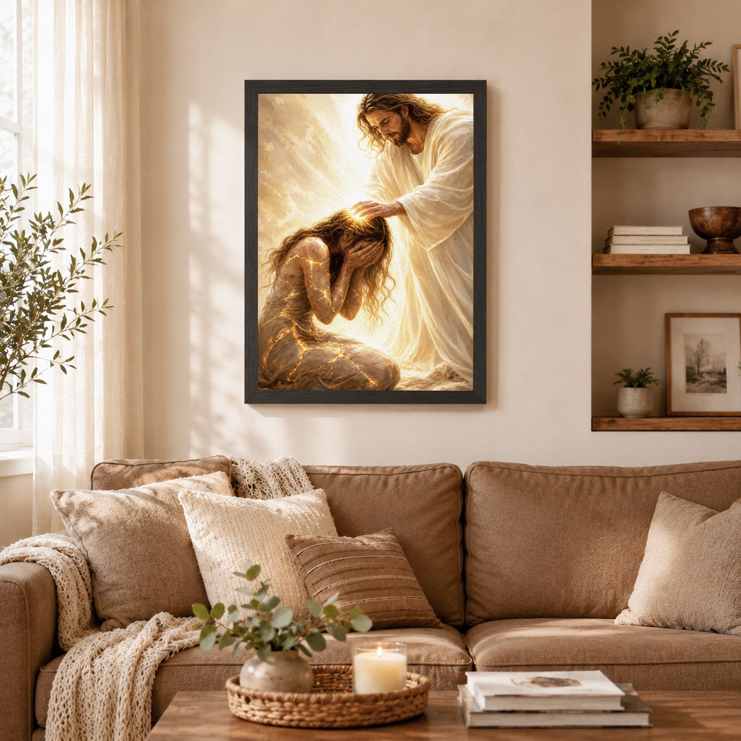 Jesus Christ Healing Prayer Sacred Light Christian Wall Art Poster/Canvas