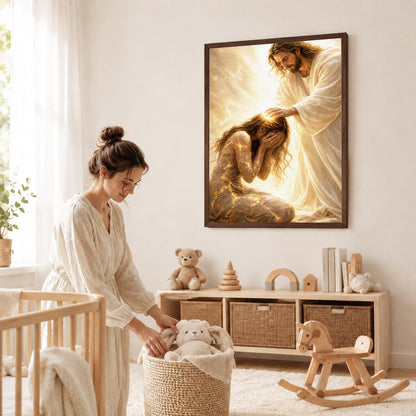 Jesus Christ Healing Prayer Sacred Light Christian Wall Art Poster/Canvas