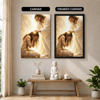 Jesus Christ Healing Prayer Sacred Light Christian Wall Art Poster/Canvas