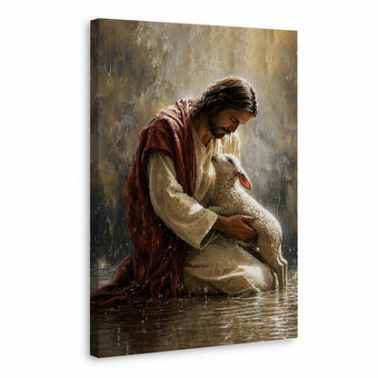Christian Jesus With Lamb Spiritual Blessing Wall Art Poster/Canvas