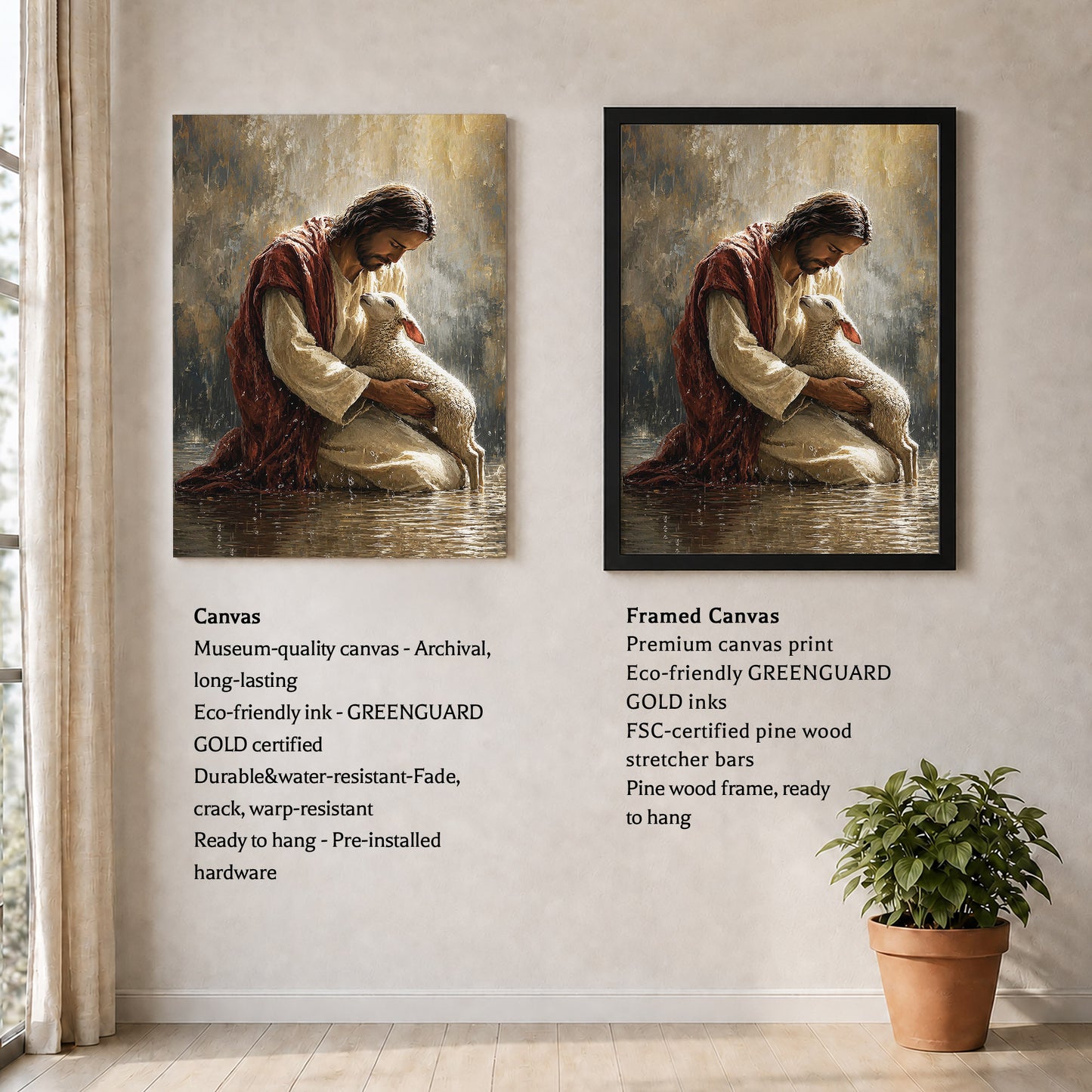 Christian Jesus With Lamb Spiritual Blessing Wall Art Poster/Canvas