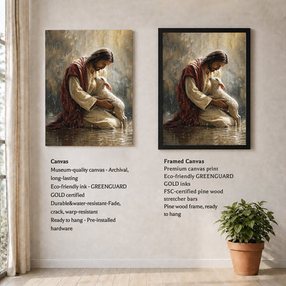 Christian Jesus With Lamb Spiritual Blessing Wall Art Poster/Canvas