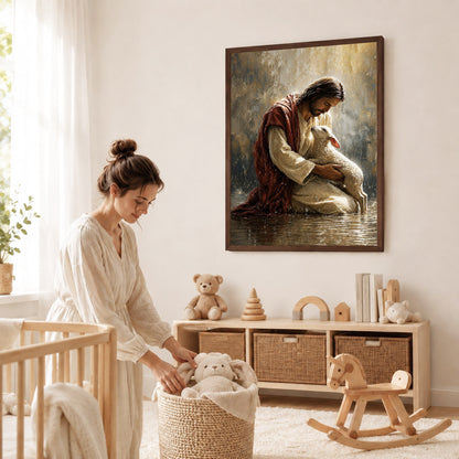 Christian Jesus With Lamb Spiritual Blessing Wall Art Poster/Canvas