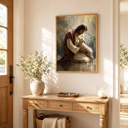 Christian Jesus With Lamb Spiritual Blessing Wall Art Poster/Canvas
