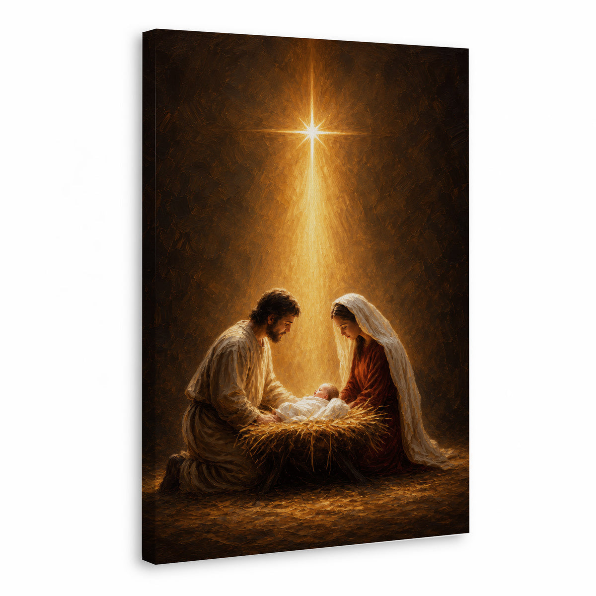 Nativity Scene Jesus Mary And Baby Christian Wall Art Poster/Canvas