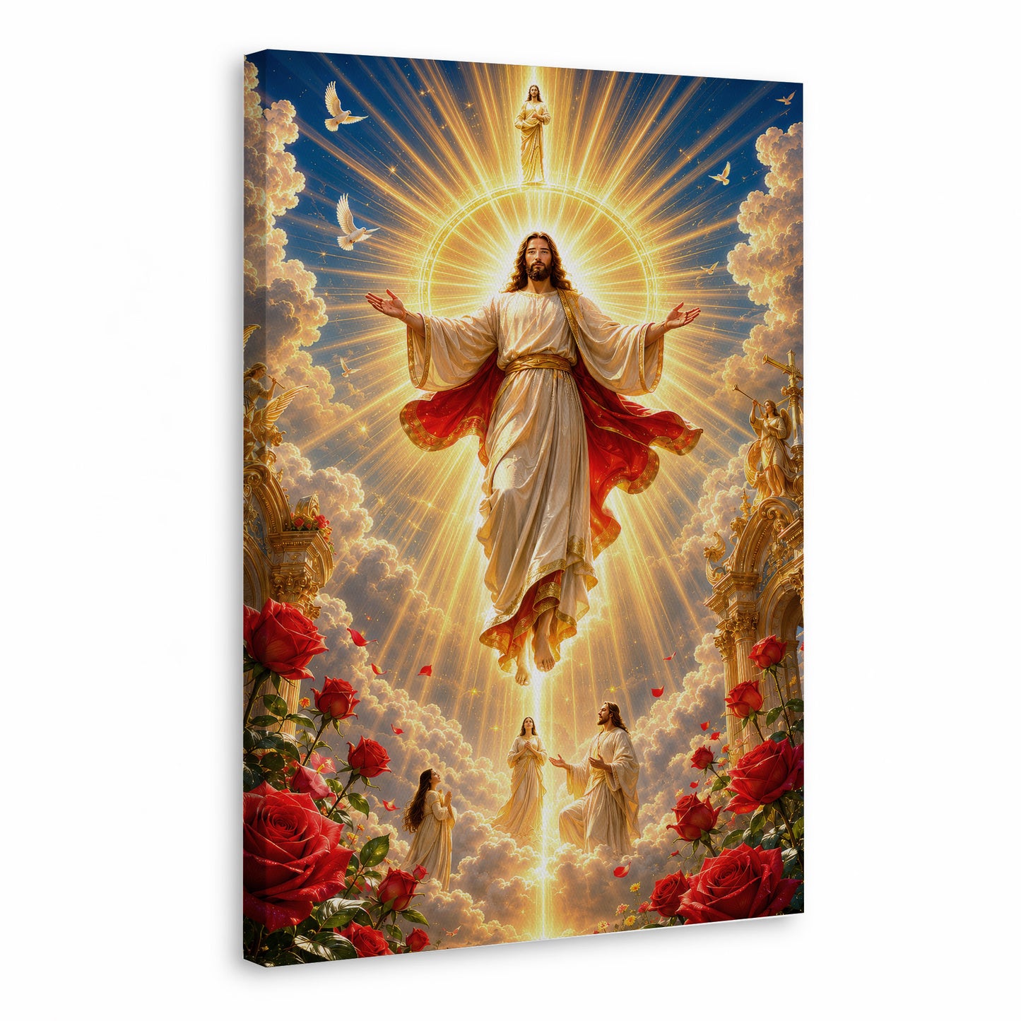 Heavenly Jesus Christ Golden Light Religious Wall Art Poster/Canvas