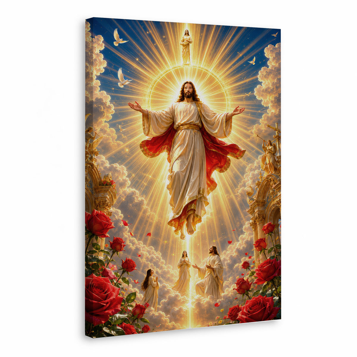 Heavenly Jesus Christ Golden Light Religious Wall Art Poster/Canvas