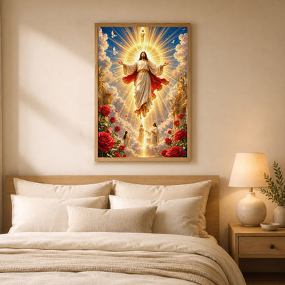 Heavenly Jesus Christ Golden Light Religious Wall Art Poster/Canvas