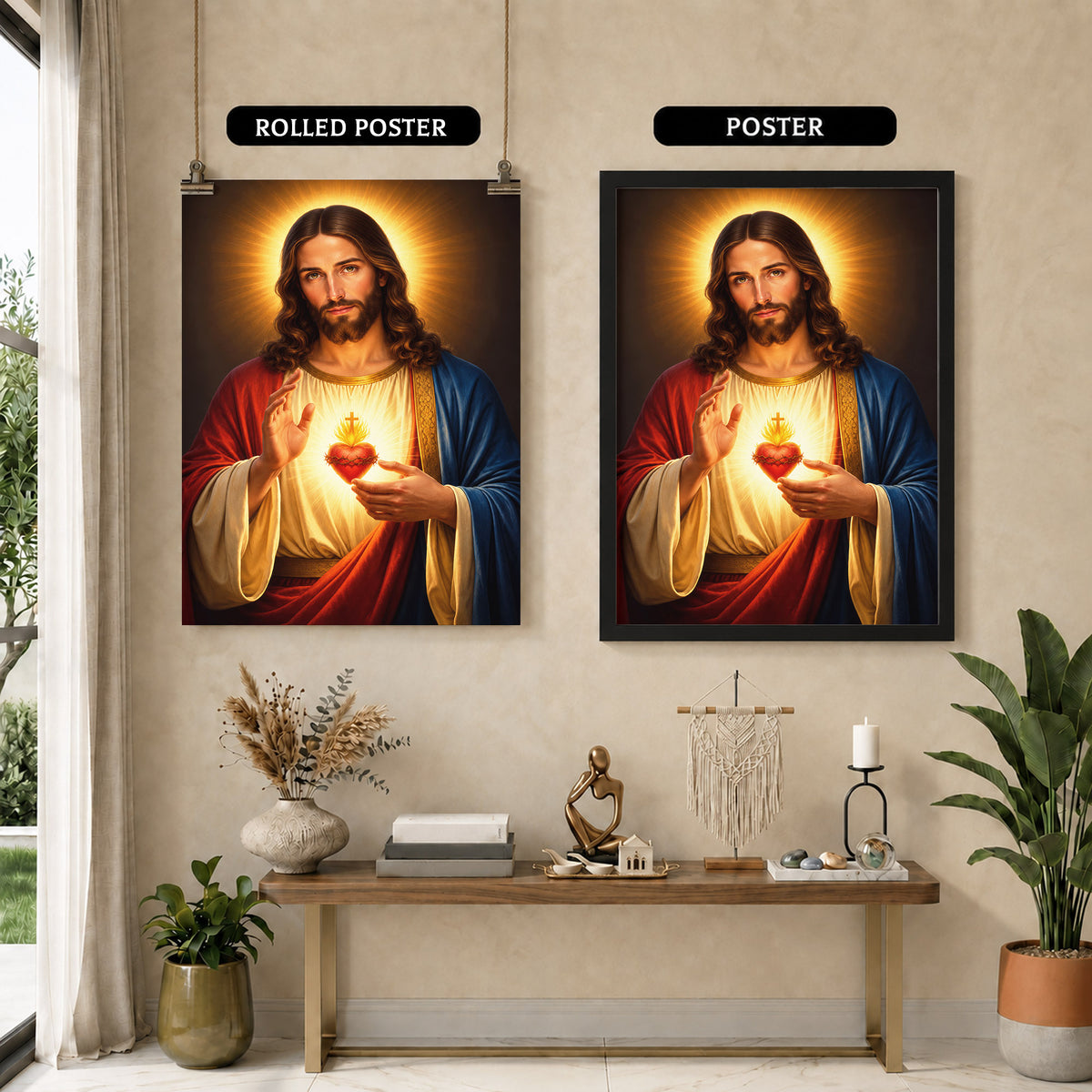 Radiant Sacred Heart of Jesus Wall Art Poster/Canvas