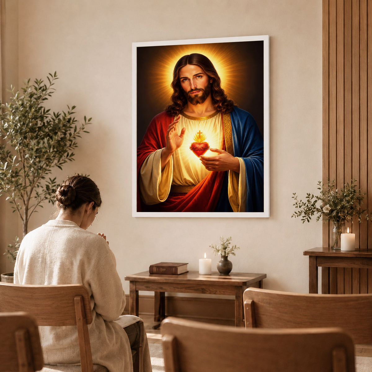 Radiant Sacred Heart of Jesus Wall Art Poster/Canvas