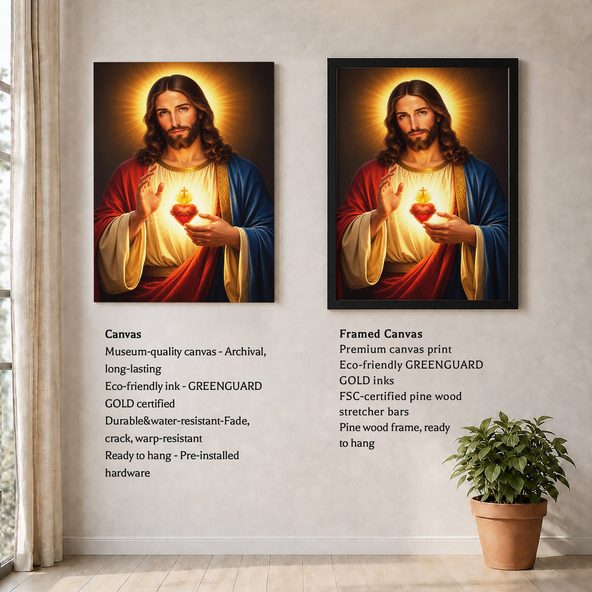 Radiant Sacred Heart of Jesus Wall Art Poster/Canvas