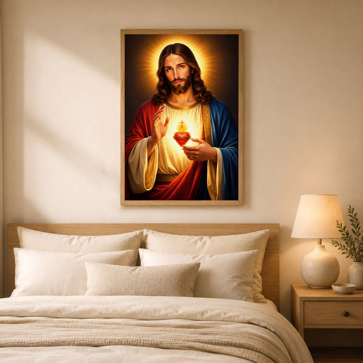 Radiant Sacred Heart of Jesus Wall Art Poster/Canvas