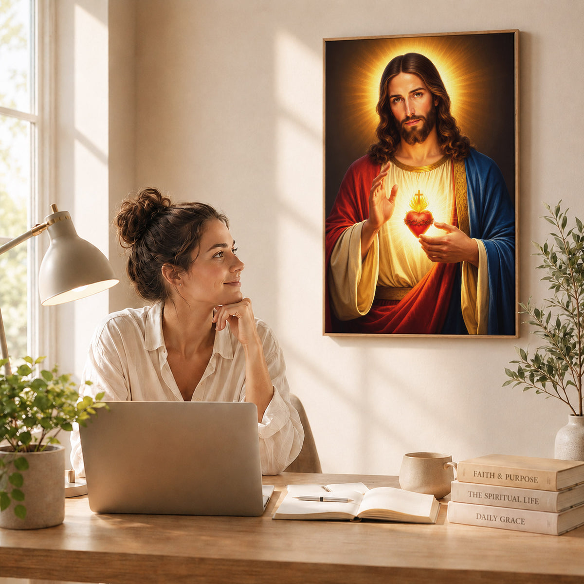 Radiant Sacred Heart of Jesus Wall Art Poster/Canvas