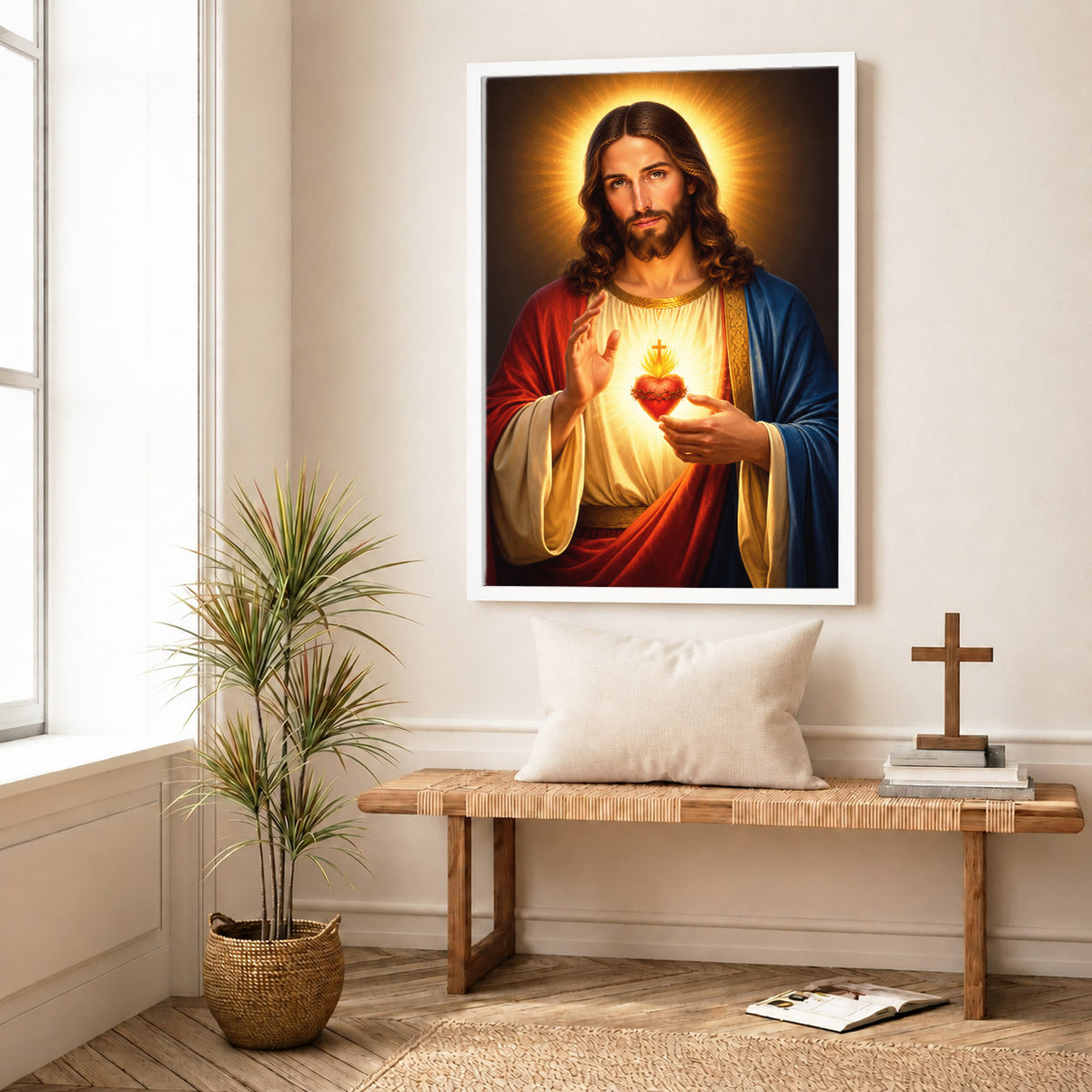 Radiant Sacred Heart of Jesus Wall Art Poster/Canvas