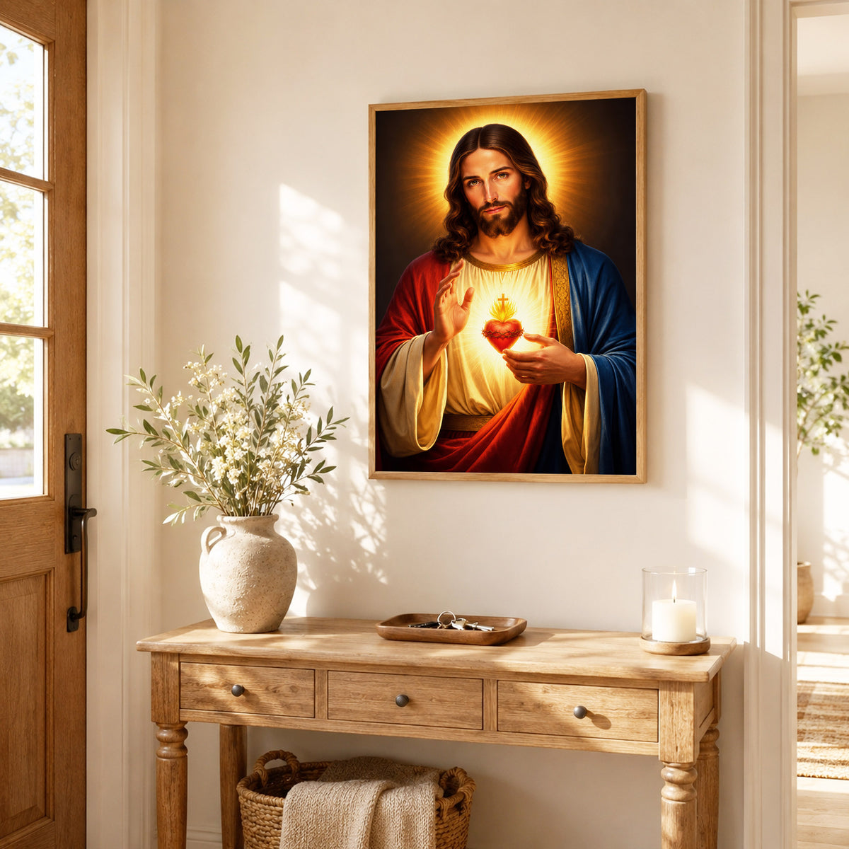 Radiant Sacred Heart of Jesus Wall Art Poster/Canvas