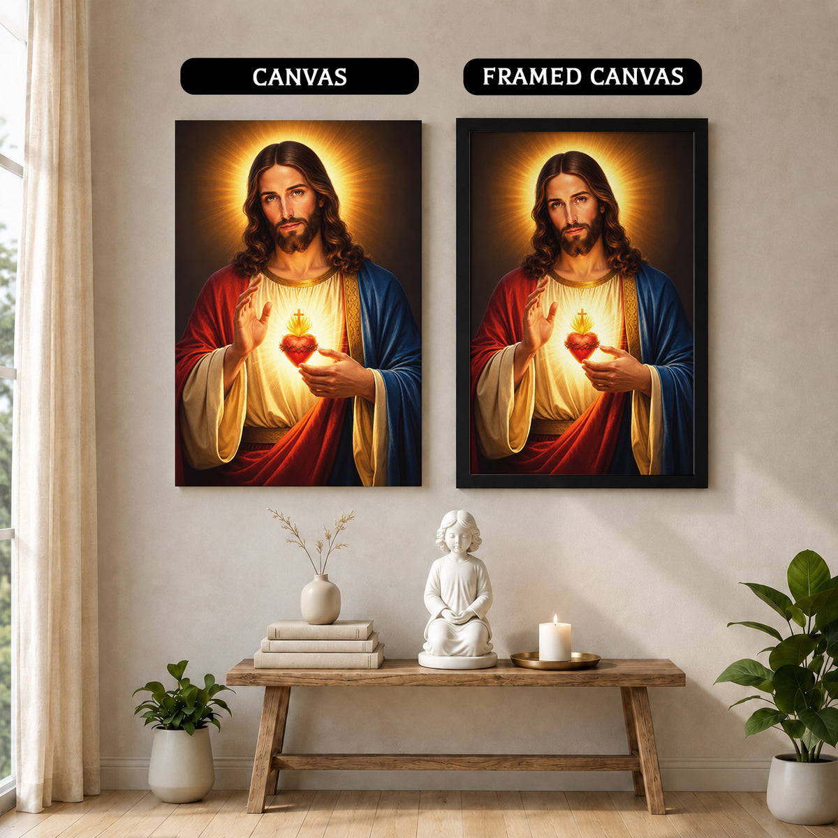 Radiant Sacred Heart of Jesus Wall Art Poster/Canvas