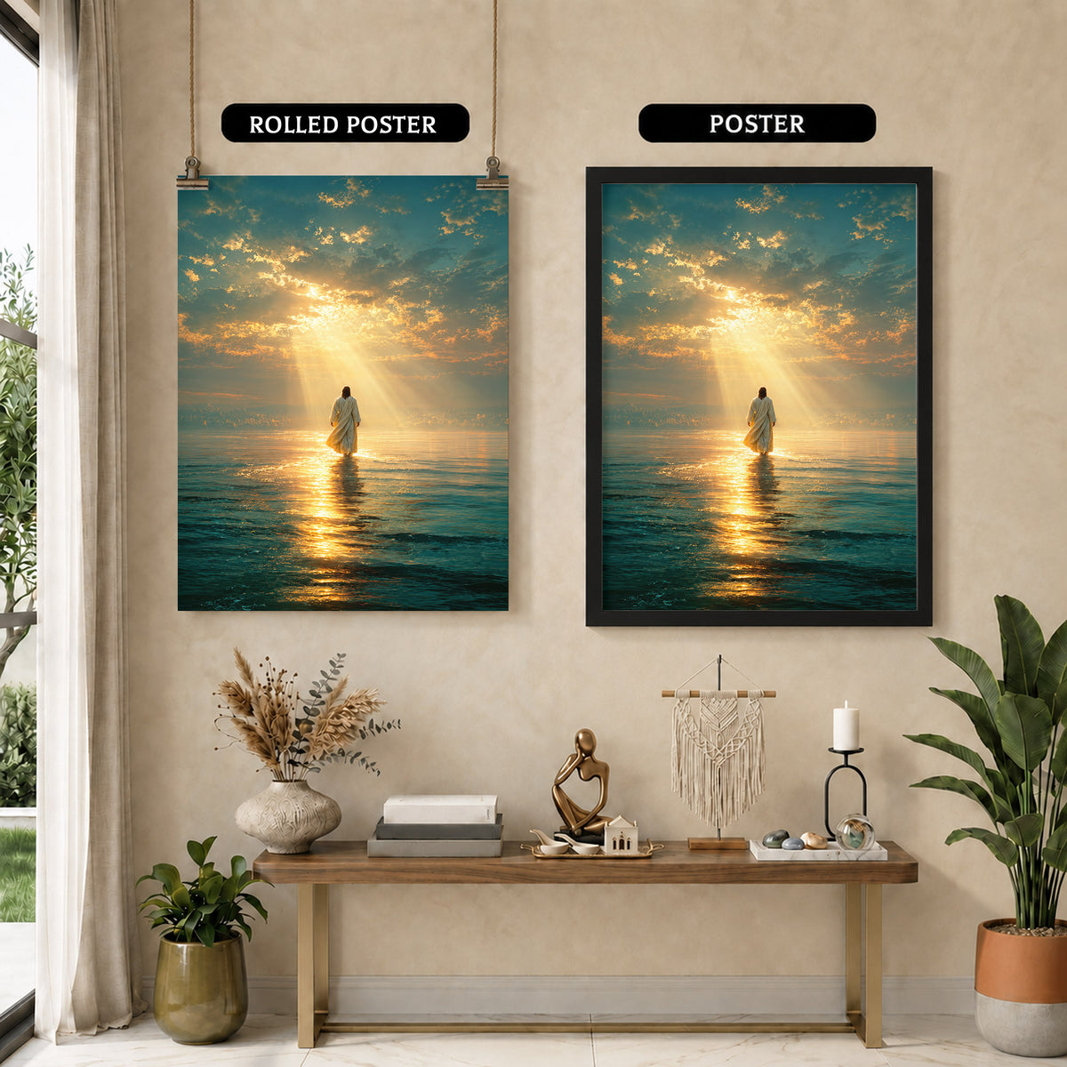 Jesus Walking on Water Wall Art Wall Art Poster/Canvas