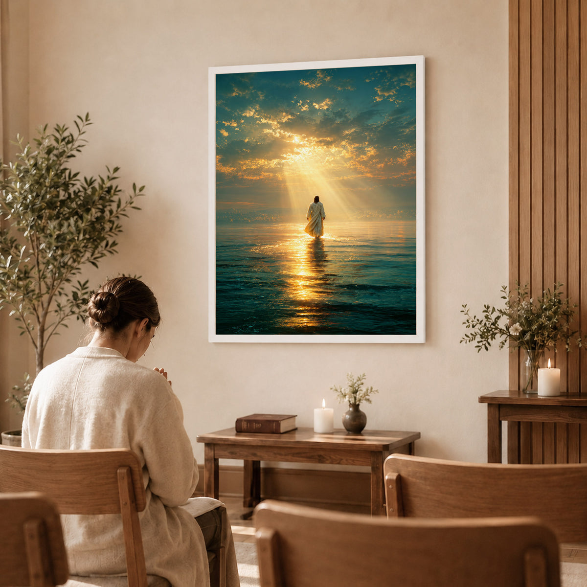 Jesus Walking on Water Wall Art Wall Art Poster/Canvas