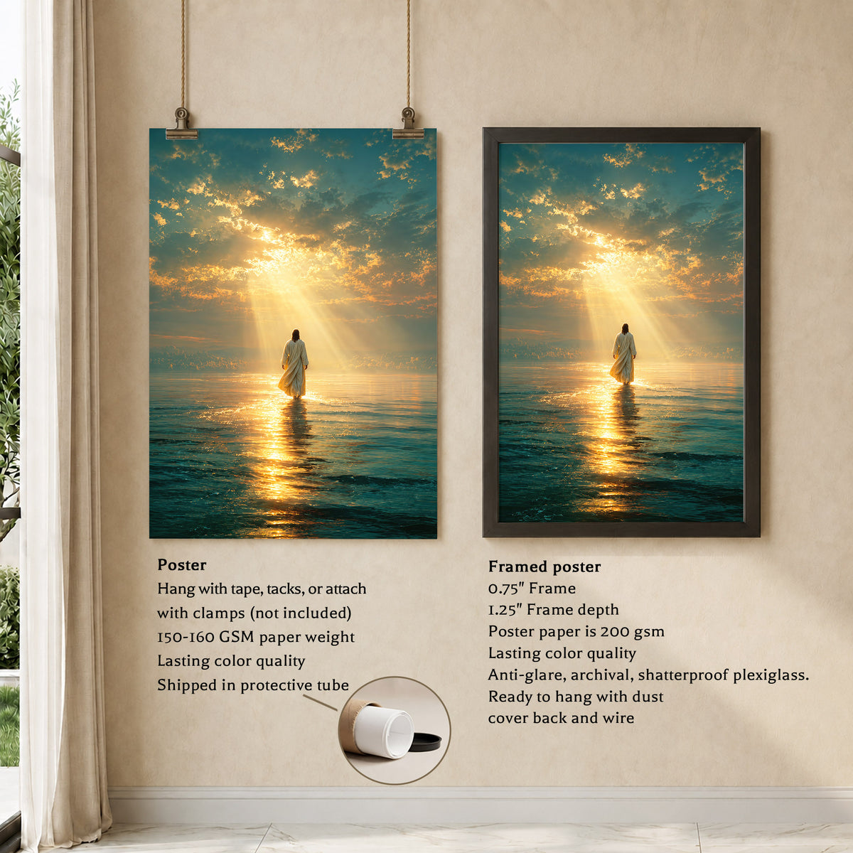 Jesus Walking on Water Wall Art Wall Art Poster/Canvas